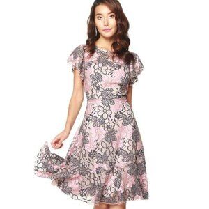 Eva Franco Pink Lace Midi Dress